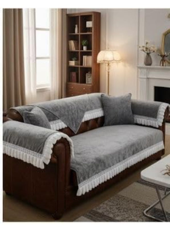 طقم غطاء كنب مبطن، رمادي، مكون من 10 قطع - Image 2